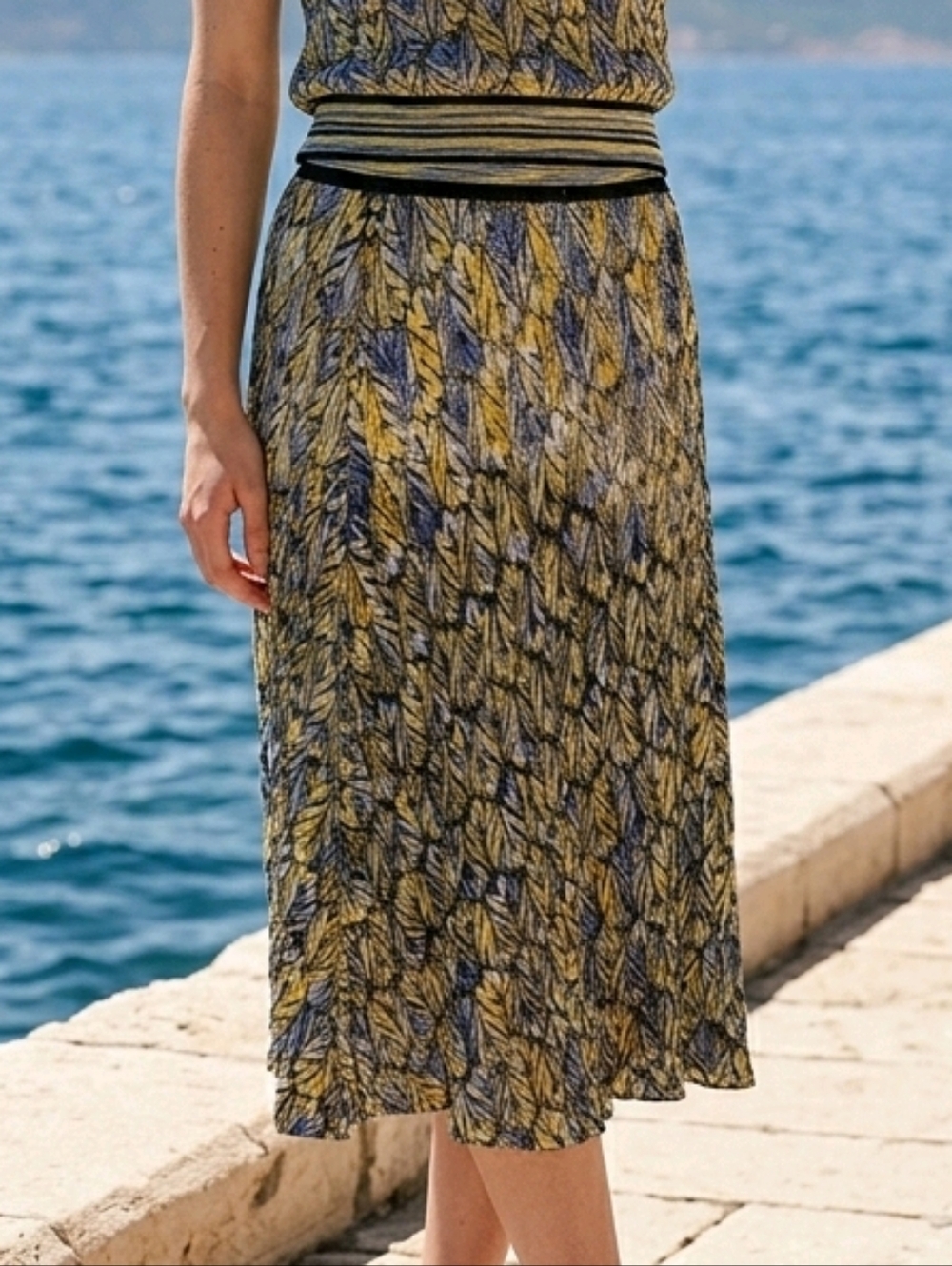 NWT Missoni Luxury High Fashion Midi Skirt in Insightful and Yellow sz 6